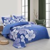 DJY Gradient Blue Quilt Set King 3 Pieces Floral Summer