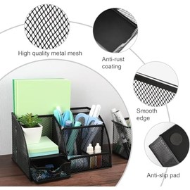 Desk Organizer Office Organizer Desktop Organizer Office Desk Organizers and Accessories Mesh Desk Organizer Caddy Supplies with 6 Compartments...    