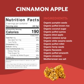 Tosi Crispy Puffs (3oz, 4 Pack), Vegan Crunchy Snacks, 8g Plant Based Protein, Nut-Free, Allergen Friendly, Healthy Snacks for Adults & Kids, Gluten Free Treats, Ancient Grains (Cinnamon Apple)