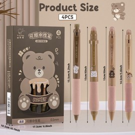 JIANTA 4 Pcs Erasable Pens Blue, Cartoon Rub Out Pens for Writing, 0.5mm Erasable Gel Pens with Rubbers on the End, Rollerball Pen Erasable Writing Pens for Kids Adults