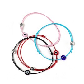 Caiyao Evil Eye String Bracelet Red pink black blue Lucky Amulet Mal de ojo Kabbalah Protection Handmade Bracelet Adjustable For Women Men-4 Colors