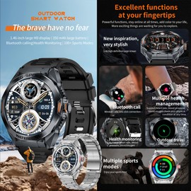 Men's Smartwatch with Phone Function, 1.46 Inch AMOLED Fitness Smart Watch Fitness Tracker 123 Sports Modes Activity Tracker with Blood Pressure Sleep Monitor Pedometer Watch for iOS Android (Silver)