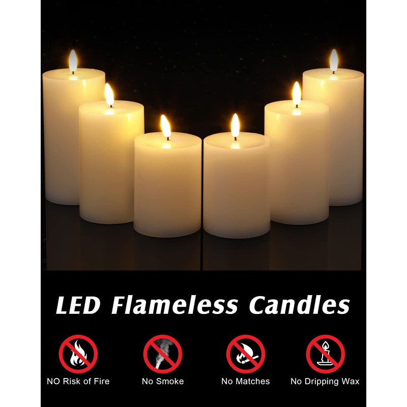 White Flameless Candles Set 6 Pack White LED Candles with