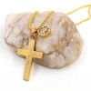 Tobestu Gold Stainless Steel Retro Cross Pendant Rolo Cable Chain