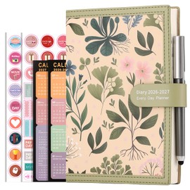 Mljtoyo Academic Diary 2026-2027 A5 Page a Day,Soft Cover Organiser Daily Planner from Jul 2026 to Jun 2027,A5 Day to Day Planner with Pen,Stickers,Back Pocket,3Bookmarks (Matcha Green, A5)