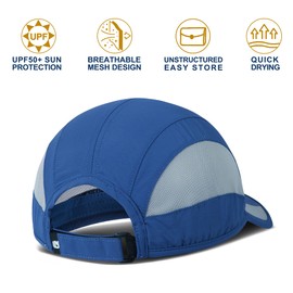 GADIEMKENSD Mens Quick Dry Sports Hat Lightweight Breathable Baseball Caps UPF50+ Soft Outdoor Run Cap Blue