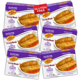 Kosher for Passover Gluten Free Meals, Beef Stuffed Cabbage Rolls in Gravy (6 Pack) MRE Meat Ready to Eat, Prepared Entree Fully Cooked, Shelf Stable Food Microwave Dinner - Traveler Backpacker