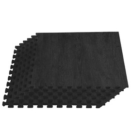 Forest Floor Farmhouse 3/8 Inch Thick Printed Foam Tiles, Premium Wood Grain Interlocking Foam Floor Mats, Anti-Fatigue Flooring – Stylish Flooring Solution, Raven's Wing Black, 24 Sq Ft