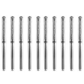 uni-ball Signo Pen Broad Metallic Gel Ink Rollerball - Metal 1mm Tip Nib 0.65mm Line Width With Rubber Grip - UM-153 - Silver - Pack of 10