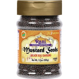 Rani Black Mustard Seeds Whole Spice (Kali Rai) 3.5oz (100g) PET Jar ~ All Natural | Gluten Friendly | NON-GMO | Vegan | Indian Origin