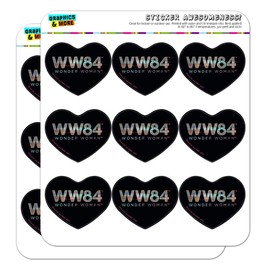 Wonder Woman 1984 Glitchy 80s Logo Heart Shaped Planner Calendar Scrapbook Craft Stickers