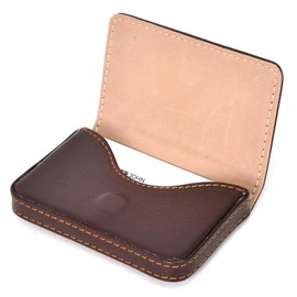 Business Card Case, Flip Style, PU Leather, High-Quality Business Card Holder with Magnetic Closure, Pocket Business Name Card Holder, Credit Card Holder / Wallet for Men and Women (Brown)