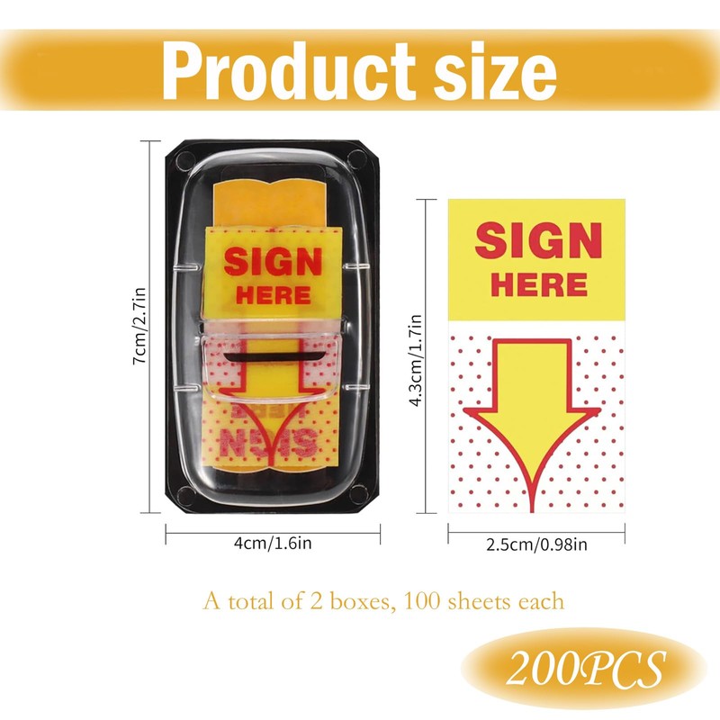 200 Pcs Sign Here Stickers, Post It Tabs, Post It