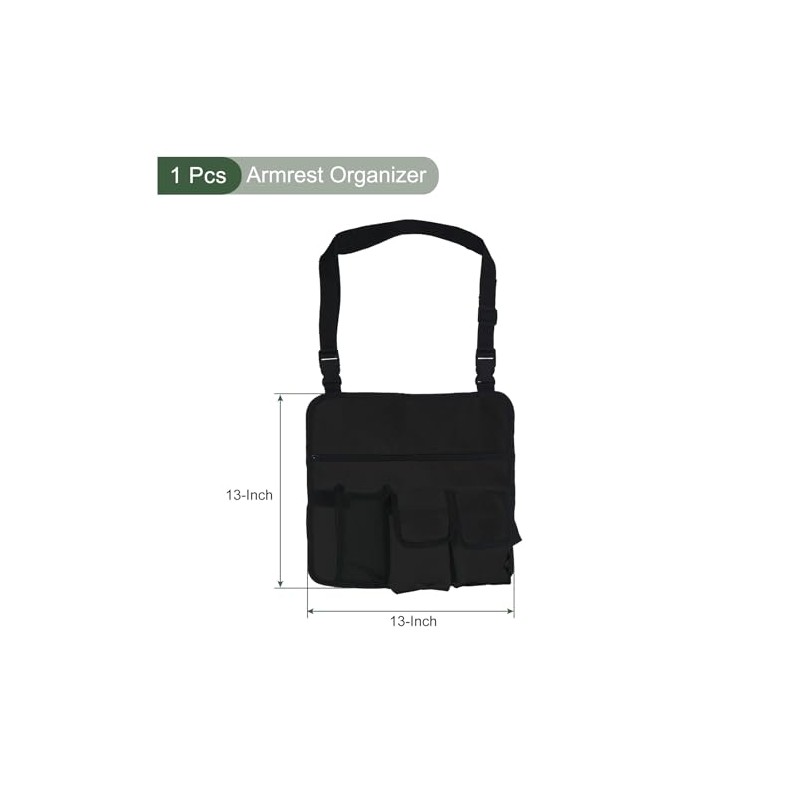 YOKIVE Armrest Organizer, Polyester Chair Snack Storage Bag with Straps,