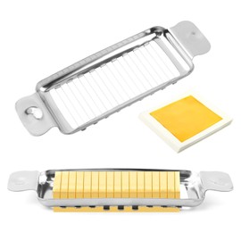 Butter and Cheese Slicer Cutter With 50 PCS Patty Paper, Stainless Steel 18 Pcs Wire Cutter, 1/4 Inch Slices on Average, for Block Cheese