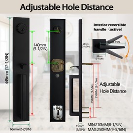 NEWBANG Matte Black Double Door Handle Set