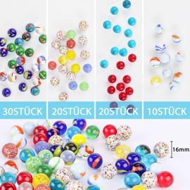 HAKACC Pack of 80 Small Glass Marbles, Glass Marbles, Children's Marble Game, 16 mm, Colourful Marbles for Game Machines, Plant Decoration, Marble Run, Marble Runs