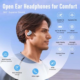 ZIPFORCE Auriculares inalámbricos, Bluetooth 5.4 de Entrada Completa, 4 micrófono OWS ENC Llamada Clara, Touch, 40 Horas Tiempo de reproducción, Ipx6 Impermeable TWS, Auriculares Ligeros
