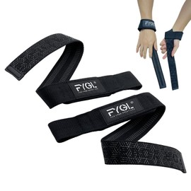 FYGL Wrist Straps for Strength Training, Black - Double Layer Anti-Slip Padded Wrist Support Heavy Duty Deadlift/Crossfit for Men and Women (1 Pair 2 Pack)