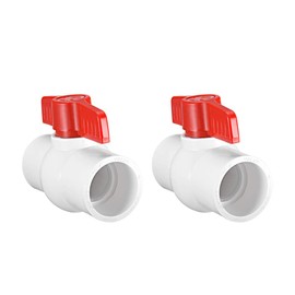 sourcing map 40mm PVC Ball Valve for Water Supply Pipe, Slip Connection, 2Pcs