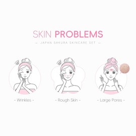 LAIKOU- Set de cuidado de la piel JAPAN SAKURA Sets de regalo de belleza para mujeres Kit de cuidado de la piel con limpiador, tónico, loción, suero,