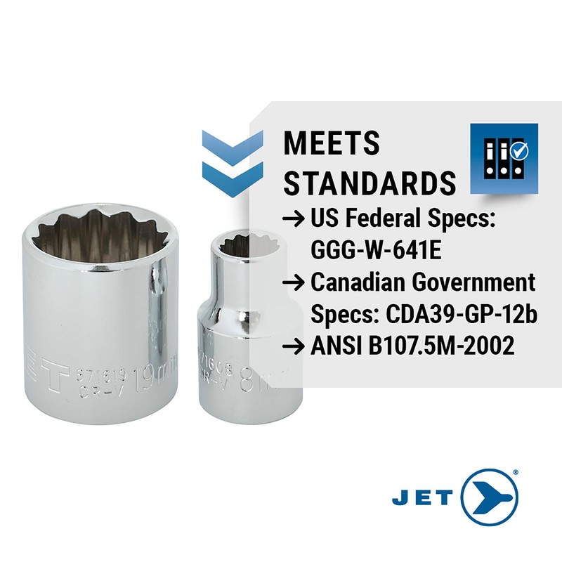 JET Metric Socket Set - 3/8" Drive 12 Point Sockets