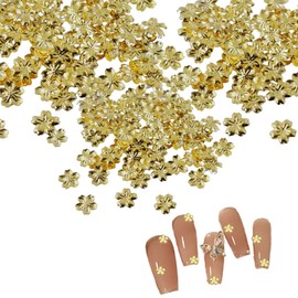 KGCGJVB 200Pcs Flower Charms for Nails Gold Mini Blossom Nail Charm Accessories with Minimalist Small Flowers and Gems Cute Nail Decorations for Women DIY Manicure Nail Art Designs
