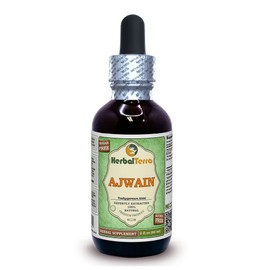 Ajwain (Trachyspermum ammi) Glycerite, Organic Seeds Alcohol-Free Liquid Extract (Brand Name: HerbalTerra, Proudly Made in USA) 2 fl.oz (60 ml)