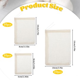 Piriuuo 30 Reusable Spice Bags, 3 Sizes, White, Drawstring Closure, Cotton Material, Fine Mesh Design, Ideal for Cooking, Soup, Tea, Coffee, and More