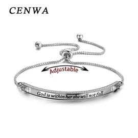 CENWA - Pulsera Religiosa de Regalo Cristiano 46:5 con Texto en inglés God is Within Her She Will Not Fall Zircon