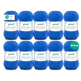 Gründl Cotton Quick Uni Knitting/Crochet Yarn, 10 Balls of 50 g (Colourful 100% Cotton Yarn, Oeko-Tex Certified, 50 g/125 m, Needle Size: 3–4, 10 x 50 g, Royal Blue
