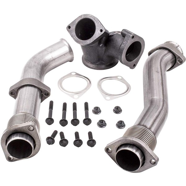 PowerStroke Turbo Diesel Exhaust Manifold Bellowed Up Pipes Kit Compatible with Ford 1999-2003 7.3L 679-005 F-250 F-350 Super Duty