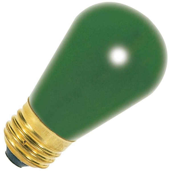 Satco S3962 11 Watt S14 Incandescent 130 Volt Medium Base Light Bulb Ceramic Green, 4 Pack