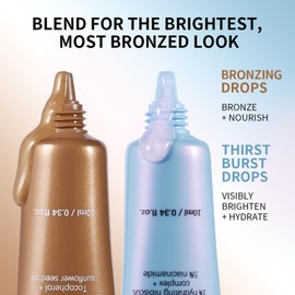 Summer Glow Shimmer Body Oil – 2PCS Face & Body Glow Makeup Set with 5% Niacinamide, Moisturising Liquid Highlighter, Waterproof Non Greasy Festival Glitter Highlighter,Travel-Size Skincare Gift Set