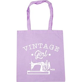 Hippowarehouse Vintage Girl Sewing Machine Tote Shopping Gym Beach Bag 42cm x38cm, 10 litres