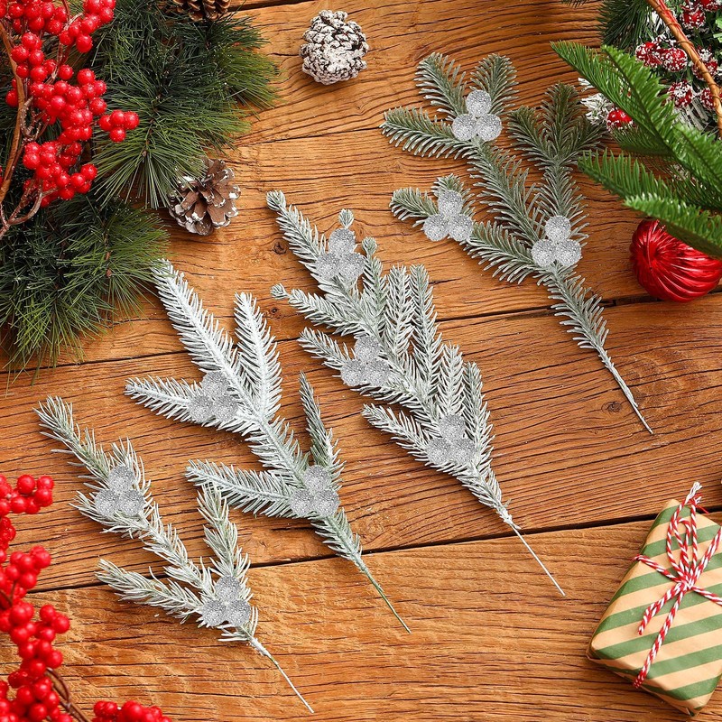 100pcs Christmas Silver Holly Berries Artificial Silver Berry ,Artificial Fruits