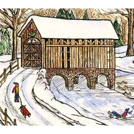 CHRISTMAS WINTER NOTE CARDS STATIONERY "ICE SKATING" SET OF 8 CARDS/ENVELOPES