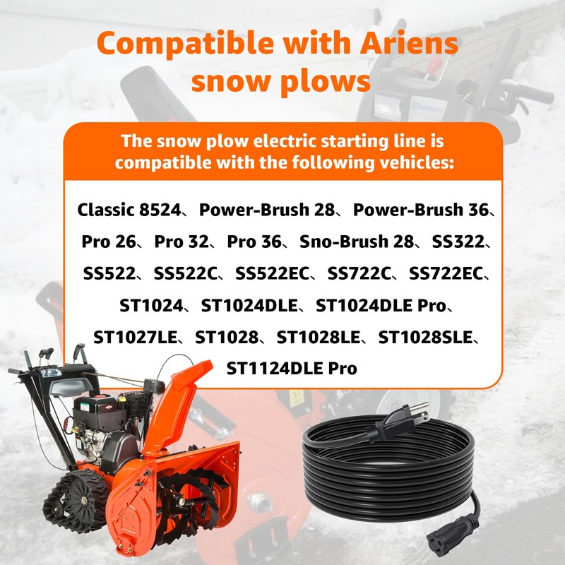 Aomitop 02483100 Snow Blower Power Cord, Compatible With Ariens Snowblower