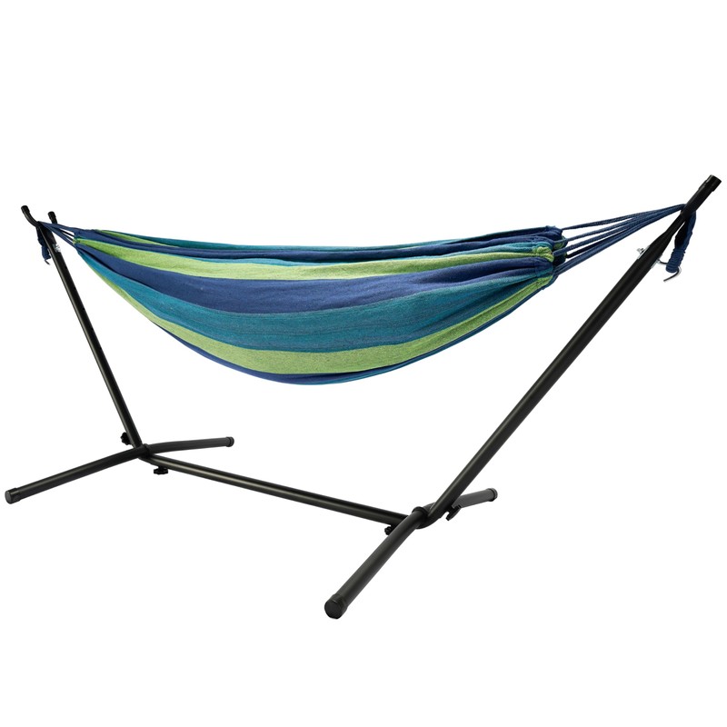 YKTEEDENS Hammock with Stand for Outside, 450lb Steel Frame, Blue