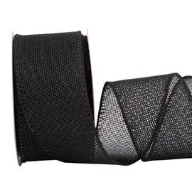 Fondersy 10-Yard Black Burlap Ribbon Wired Burlap Ribbon - 2 Inch Width for Gift Wrapping, Floral Arrangements, Wreath Making, and Christmas Decor