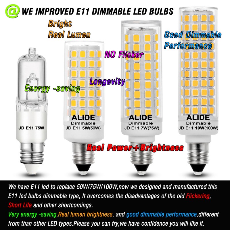 Dimmable E11 Led Bulbs,JDE11 120V 75W Halogen Candelabra Bulbs Replace,T3