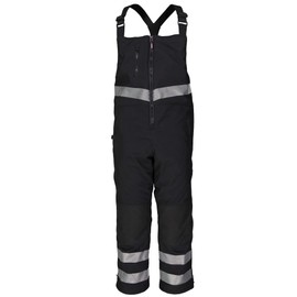RefrigiWear Insulated Softshell Enhanced Visibility Bib Overalls for Men Work Gear –20°F Comfort, Black - Medium