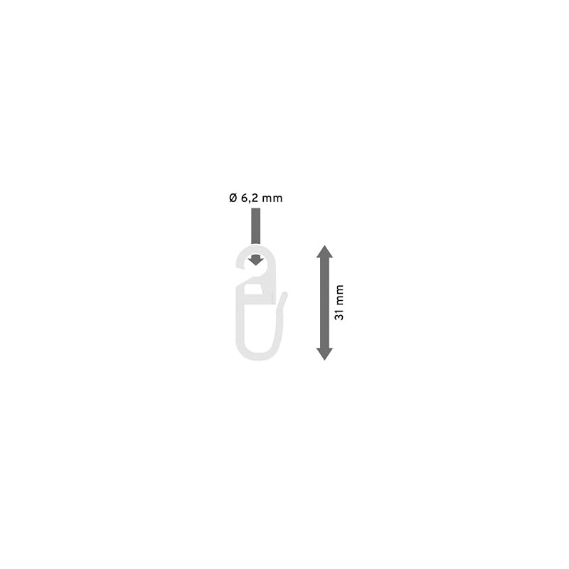 Interdeco Folding Hooks with Eyelet 6.2 mm Diameter, Clip Over