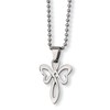 FindingKing Stainless Steel Butterfly Cross Mens Necklace 22"