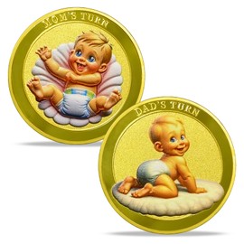 IELCJJ Funny Double-Sided Decision Coin New Baby Gifts for New Parents First Time Moms Dads Cute Parents Gift Pregnancy Gifts for Couples Mommy Daddy Keepsake for Baby Memory Birthdays Gift