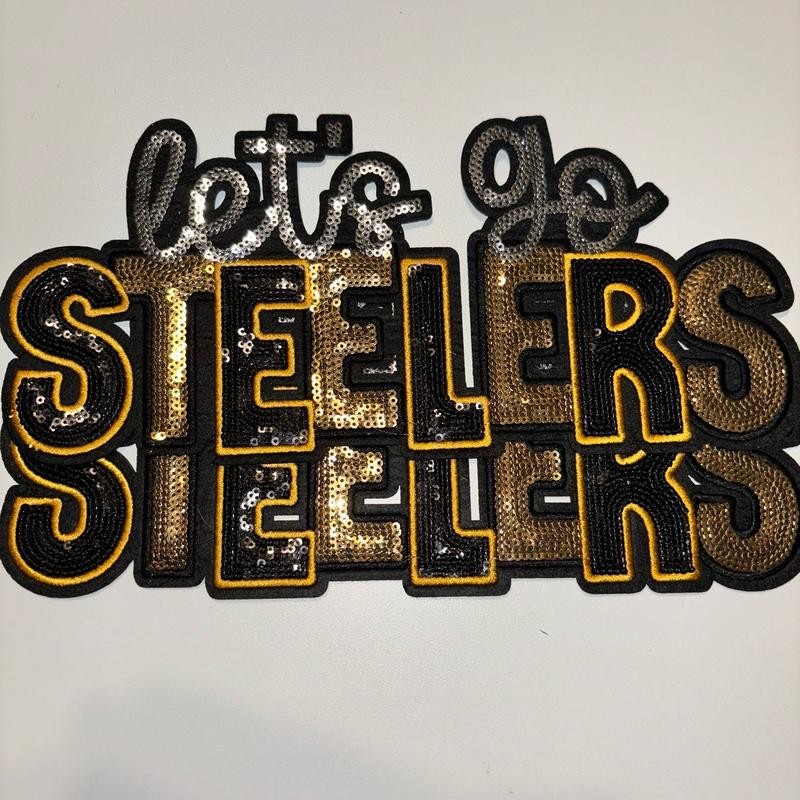 Let's Go Steelers Chenille Patch with Iron On Backing -