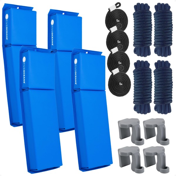 Five Oceans 4-Pack Flat Boat Fender Kit, Includes 24" x