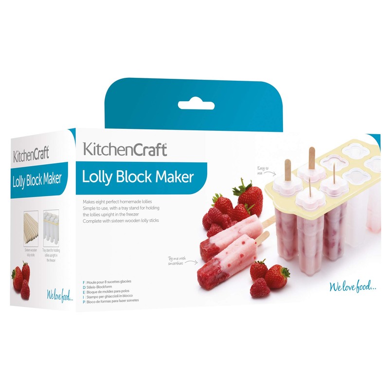 KitchenCraft Ice Lolly Maker with 8 Moulds and 16 Wooden