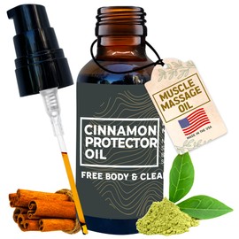 Massage Oil for Neck Massage, Muscles, Cupping, and Massage Tools. Aromatherapy Essential Oils and Herbal Extracts Cinnamon Protector Oil by Artemis Therapeutics