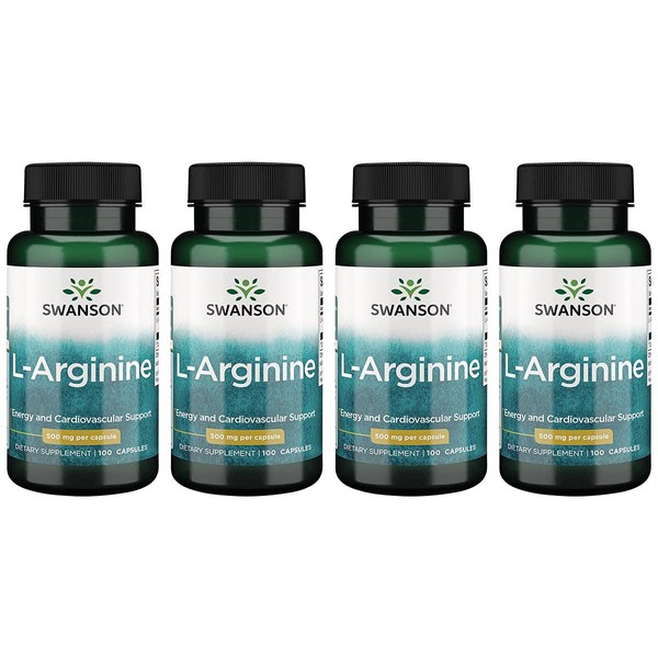 Swanson Amino Acid L-Arginine 500 Milligrams 100 Capsules (4 Pack)